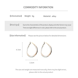 Detailed technical info of alloy U-shaped hoop earrings with size 4.7cm by 3.3cm dimensions