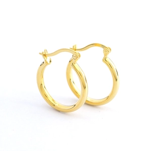 Minimalist 925 sterling silver hoop earrings with a polished golden finish for women