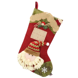 Christmas stocking candy bag featuring a 3D Santa Claus figure with a hanging loop