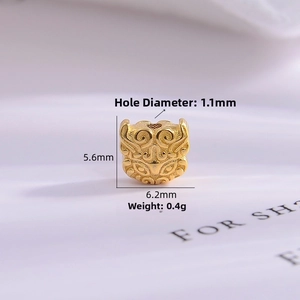 Macro detail of a 6.2mm S925 sterling silver gold-plated hollow lotus bead with dimensions