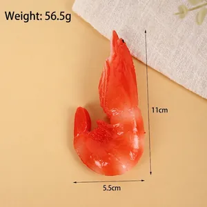 Realistic cooked shrimp food model keychain with 56.5g weight and 11cm height
