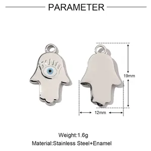 Detailed parameter diagram showing 19mm height and 12mm width of the steel pendant