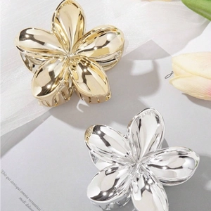 Molletta Per Capelli A Fiore Elegante Forma Di Plumeria Metallico Supporto Per Coda Di Cavallo Accessorio Styling Donne