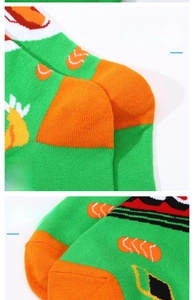 Detail of green mid-calf socks showing seamless toe and anti-slip heel craftsmanship