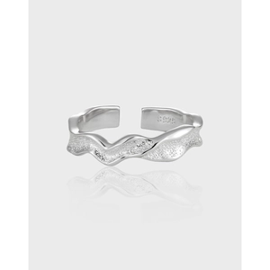 925 Sterling Silver Adjustable Ring For Women Irregular Wave Shape Bubble Texture Matte Finish Minimalist Design