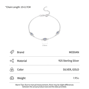 Elegante bracciale in argento S925 con ciondoli occhio del diavolo e zirconi blu brillanti