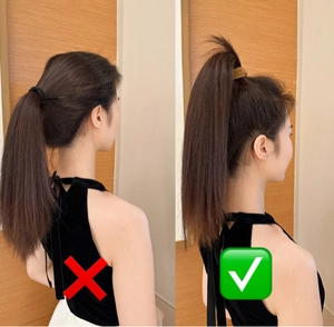 Comparison showing ponytail lift effect with high-elastic hair tie for volume