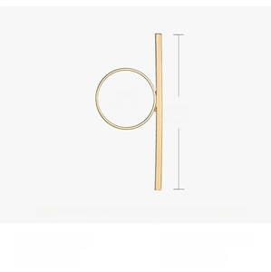Disegno tecnico che mostra dimensioni e dettagli dell'anello geometrico dorato minimalista