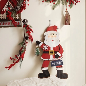 Decorazione Di Natale Appesa In Legno Babbo Natale Pupazzo Di Neve Cartello Per Porta Casa Festiva