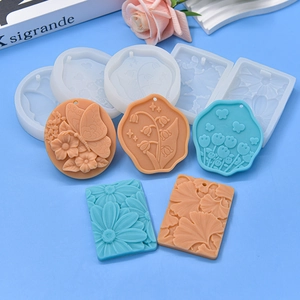Moules en silicone floral marguerite et lys pour pierre d'arôme avec relief 3D
