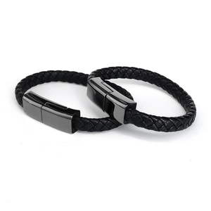 Charging Cable Bracelet Braided PU Leather Portable USB Data Sync Cord Wearable Tech Wristband Jewelry For Men Women