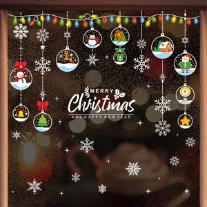 Christmas window stickers with Santa, snowman and elk motifs for festive glass decoration