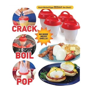 Silicone egg cooker set for hard-boiled eggs without shells with easy 3-step guide