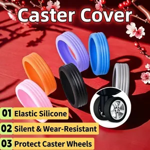 Universal silent silicone luggage wheel covers in six colors for suitcase protection