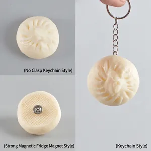 Realistic steamed bun charm set showing magnet, keychain, and decoration styles