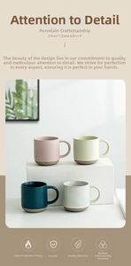 Detailed stack of Morandi ceramic espresso cups featuring speckled matte finish and clay base