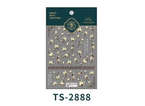 Macro view of TS-2888 magnolia embossed nail art sticker with white petal textures