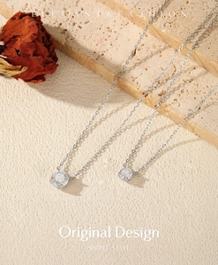 Detailed close-up of S925 sterling silver necklaces featuring rose-cut zircon pendants