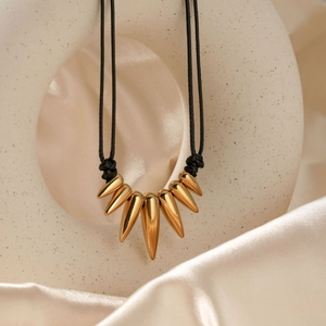 Spike Pendant Necklace 304 Stainless Steel Multiple Cones Punk Hip Hop Jewelry For Men Women Gothic Statement Black Cord