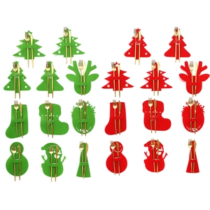 Christmas Cutlery Holders Felt Tableware Bags Tree Reindeer Snowman Shape Festive Dining Table Decoration