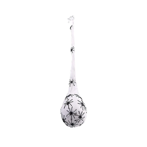 Hanging Halloween spider egg sack with black spiders and LED lights for party decor