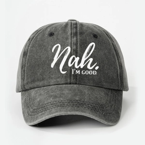 Washed Cotton Polyester Baseball Cap Nah I M Good Letter Print Vintage Distressed Adjustable Sun Hat For Men Women