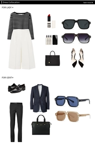 Fashion guide showing retro sunglasses paired with elegant business and casual outfits