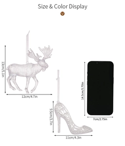 Dimensions détaillées des décorations de Noël en acrylique transparent renne et chaussure