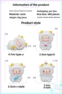 Detailed specifications of four cute resin sheep figurines for car and desk decoration
