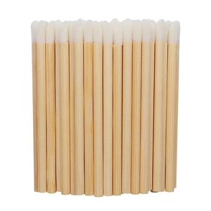 Disposable Bamboo Handle Lip Brushes Professional Flocking Lip Gloss Applicators Eco-Friendly Makeup Tool For Women