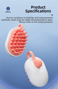 Detail view of oval hair scalp massager with coral silicone bristles and hanging rope