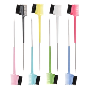 Dual-sided eyebrow and eyelash brush with metal pin comb in seven vibrant colors