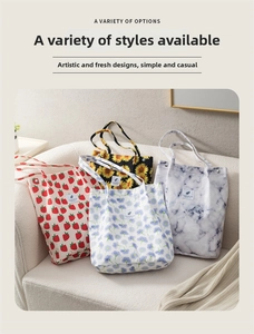 Bolso de hombro de pana con bonitos estampados florales y de frutas, gran capacidad casual.