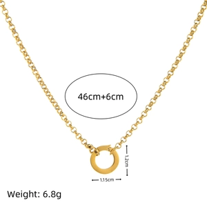 18K gold-plated stainless steel necklace with round ring pendant and dimensions