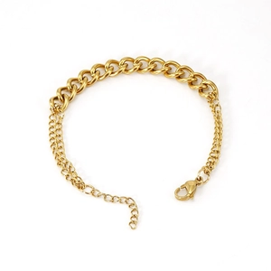 Bracelet chaîne polyvalent en acier inoxydable doré 18K avec fermoir mousqueton réglable