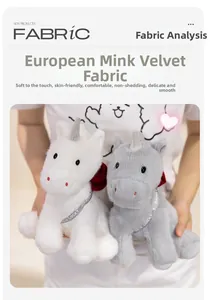 Detail of soft mink velvet unicorn plush with rose and Lucky Happy ribbon decor