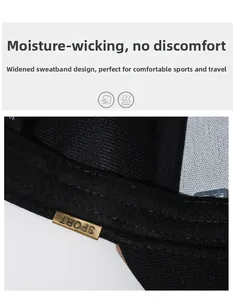 Detail view of the baseball cap featuring a wide sweatband and vintage SPORT metal plate