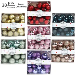 Christmas Ball Ornaments Plastic Shiny Matte Glitter Decorative Baubles For Holiday Festive Tree Party Decor