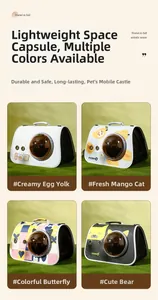 Detail showing four portable pet carrier designs with bubble windows and airflow holes