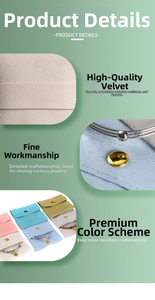 Detail of premium velvet jewelry pouch with metal snap button and soft texture finish