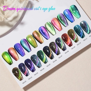 Detailed swatches of dream quicksand and cat's eye nail gel in 22 vibrant colors