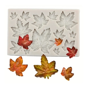 Maple leaf silicone mold with realistic autumn gradient finished soap and candle crafts