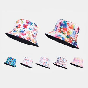 Chapeau Bob Polyester Réversible Imprimé Fleuri Protection Solaire Été Extérieur Voyage Style Pastoral Pour Femmes