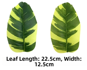 Detail of artificial tropical leaves measuring 22.5cm by 12.5cm with realistic texture