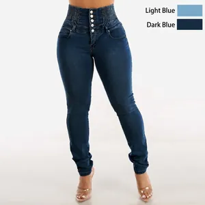 High Waist Skinny Jeans Für Damen Mehrere Knöpfe Stretch Denim Slim Fit Hüftlifting Lange Bleistifthose Streetwear