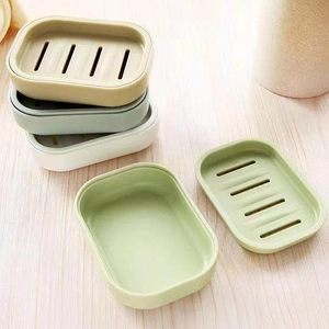 Detail of double-layer drainage soap box showing hollow tray and bottom base in four colors