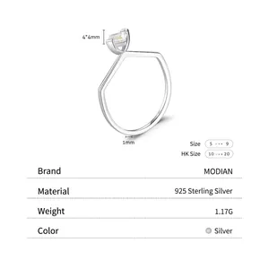 Bague minimaliste en argent sterling S925 avec oxyde de zirconium et spécifications