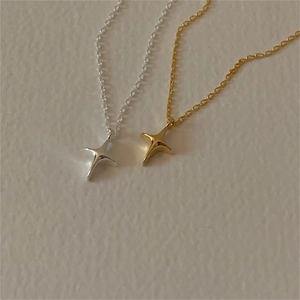 Minimalist 925 sterling silver star pendant necklaces in silver and gold finishes