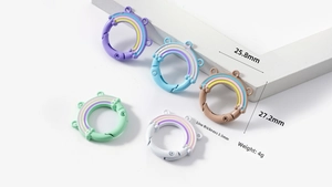 Rainbow spring ring buckles with 3.5mm thickness and 4g weight in 5 assorted colors
