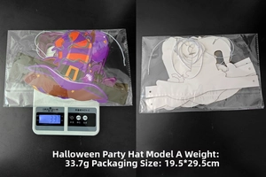 Halloween party crown hat side and back view showing material weight and dimensions